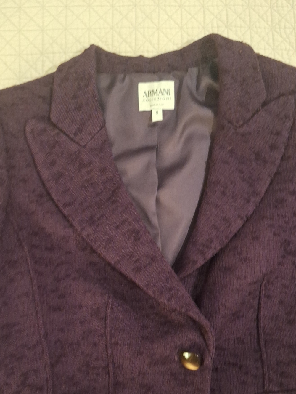 Armani Collezioni Plum Textured Tweed Blazer